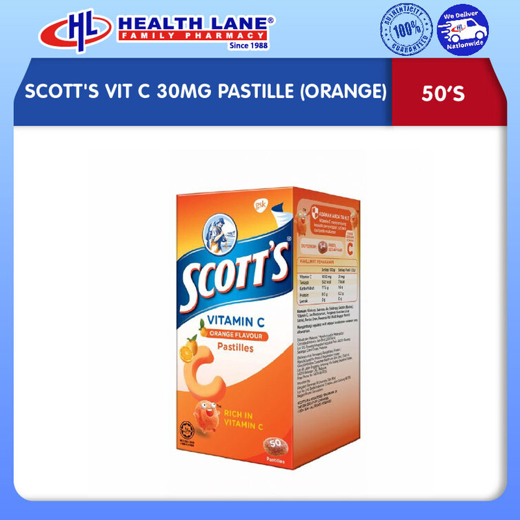 SCOTT'S VIT C 30MG PASTILLE (OREN) 50'S/100G